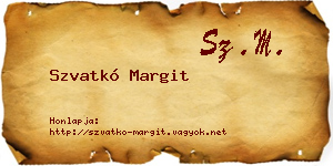 Szvatkó Margit névjegykártya